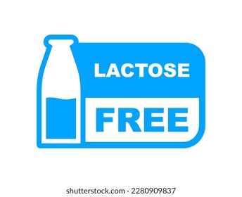 Lactose free icon. No lactose added product label. Healthy food sign. Nature product and organic food badge. Vector illustration.