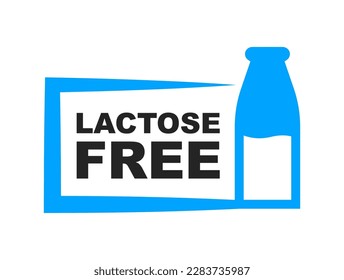 Lactose free icon. No lactose added product label. Healthy food sign. Nature product and organic food badge. Vector illustration.