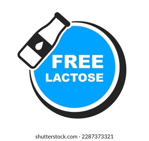 Lactose free icon. No lactose added product label. Healthy food sign. Nature product and organic food badge. Vector illustration.