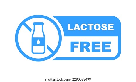 Lactose free icon. No lactose added product label. Healthy food sign. Nature product and organic food badge. Vector illustration.