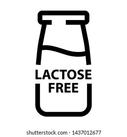 Lactose Free Icon. No Lactose Label For Healthy Daiy Food Product. Stroke Outline Style. Vector. Isolate On White Background.