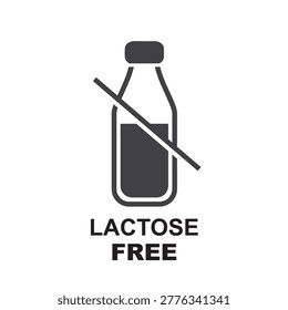 Lactose free icon. No lactose label. 