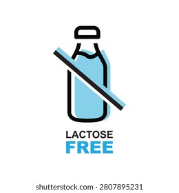 Lactose free icon. No lactose label. 