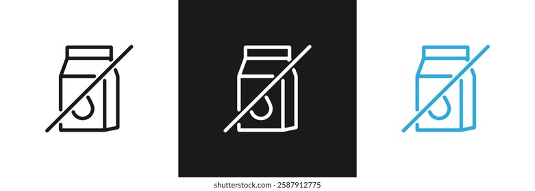 Lactose Free icon. No lactose vector sign. Minimalist design for food and drink packaging icon, sign, sticker, seal, stamp