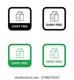 Lactose free icon set. Milk dietary lactose free sign. Vector illustration.