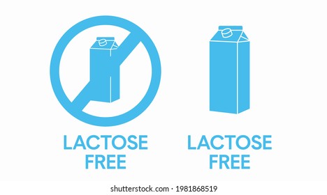 Lactose Free Icon Set. Vector isolated illustration of lactose free signs