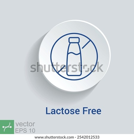 Lactose free icon. Simple outline style. Cow, milk, dairy allergy stamp, cheese, healthy drink and food label concept. Thin line vector illustration isolated on white background. EPS 10.