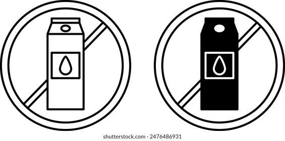 Lactose Free Icons. Black and White Vector Milk Packaging Icons. Label for Natural and Organic Products. Ecological Food