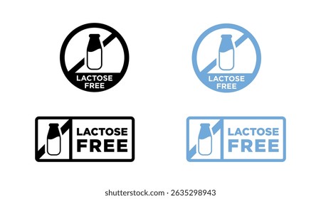 Conjunto de iconos libres de lactosa Vector