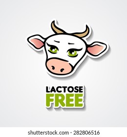 Lactose free illustration with a cow. Vector design