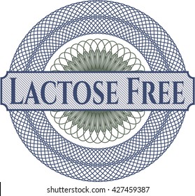 Lactose Free inside money style emblem or rosette