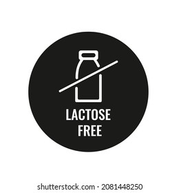 Lactose Free Label. Food intolerance symbols. Lactose intolerance label sign for dairy products. Vector illustration.