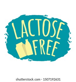 Lactose Free label. Healthy and Organic Food. Font with Brush. Food Intolerance Symbols and Badges. Vector illustration icon.