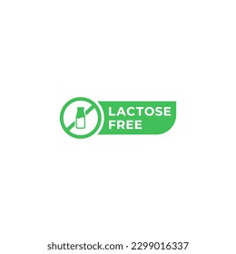 Etiqueta libre de lactosa o vector de signo libre de lactosa aislado en estilo plano. Mejor vector de etiqueta libre de lactosa para el elemento de diseño del embalaje del producto. Sencilla señal libre de lactosa para el diseño de envases.