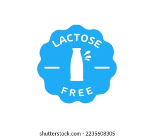 Lactose free label or sticker, lactase deficiency mark, sign, logo design.Healthy natural organic product. Ingredient warning icon. Allergen free icon vector design and illustration.
