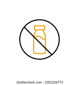 Icono de línea libre de lactosa. Ilustración de elemento simple.  Diseño de símbolos de esquema de esquema de concepto libre de lactosa.