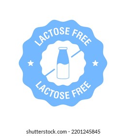 Lactose Free Logo Icon. Vector Contains No Lactose Label For Healthy Dairy Food Product Package. Vector