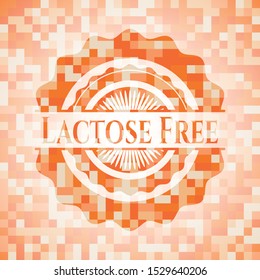 Lactose Free orange mosaic emblem. Vector Illustration. Detailed.