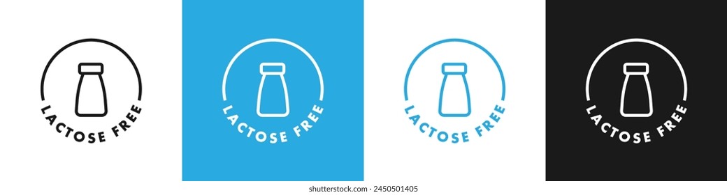 Lactose free sticker, label or template set. Lactose free icon sign. Diet concept. Healthy eating. Natural and organic foods.