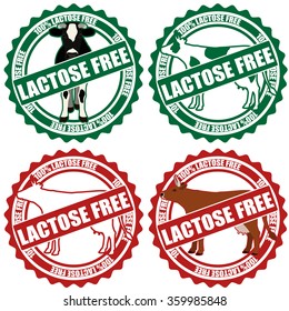 Lactose free sticker set isolated on white background. Vector illustration.