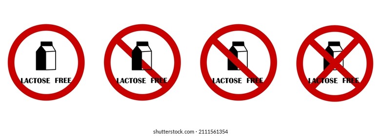 Lactose free symbol. Milk carton package. Food sign. Healthy meal. Product stamp. Vector illustration. Stock image. 