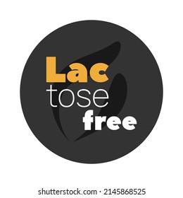 Lactose Free vector icon. Isolated circle label, symbol for food, product sticker, allergy, diet, eating, design element