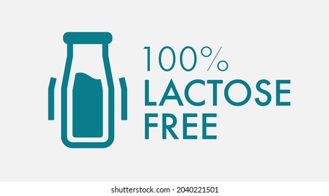 Lactose free vector label for food emblem, stamp, seal, badge, packaging. Healthy natural organic product. 10 eps