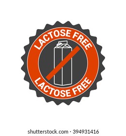 Lactose free vector label, sign, seal, badge, icon, logo. Healthier eating concept