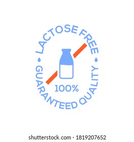 Lactose gluten free dairy icon. Milk dietary lactose free sign stamp or logo