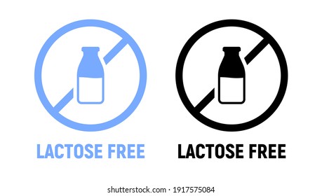 Lactose gluten free dairy icon. Milk dietary lactose free sign stamp or logo