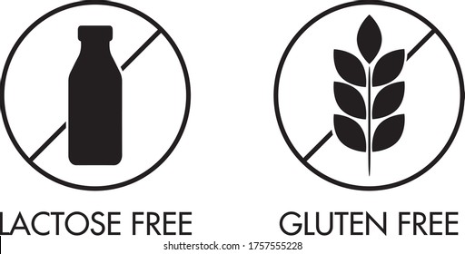 Lactose and gluten free icons