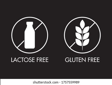 Lactose and gluten free icons