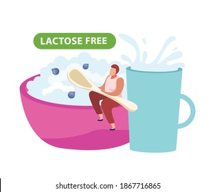 Lactose gluten intolerance diet composition with images of lactose free dairy products milk and quark vector illustration
