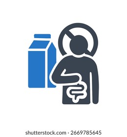 Laktoseintoleranz-Symbol einzeln auf weißem Hintergrund 
