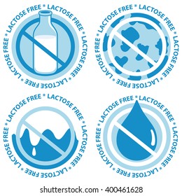 Lactose intolerance labels set for dairy products. Vector illustration