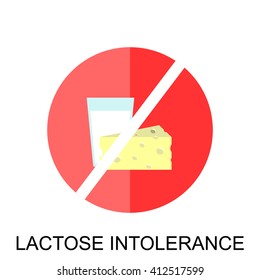 Lactose Intolerance Sign. Crossed Slice of Cheese and Grass of Milk.