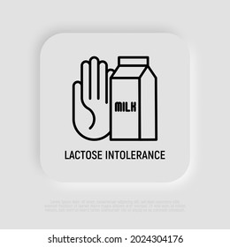 Icono de la línea delgada de intolerancia a la lactosa. Ilustración vectorial moderna del ingrediente alérgico.