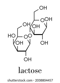 Lactose milk sugar molecule. Skeletal formula.