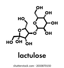Lactulose chronic constipation drug (laxative) molecule. Skeletal formula.
