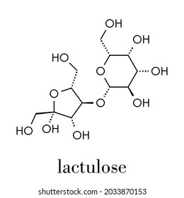 Lactulose, chronische Verstopfung (Laxativa) Molekül. Skelettformel.