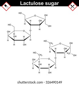 Lactulose molecule - stereoisomer of lactose, purgative prebiotic agent, medical drug, 2d vector, eps 8