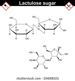 Lactulose molecule - stereoisomer of lactose, purgative prebiotic agent, medical drug, 2d vector, eps 8