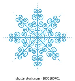 
El copo de nieve azul lacado aislado sobre fondo blanco. Elementos de decoración invernal para postales, papel envolvente, banner, revista y más. Ilustración vectorial de existencias para la decoración y el diseño
