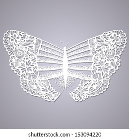 Lacy butterfly. Abstract hand drawn vector illustration. 