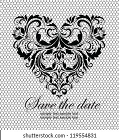 Lacy card with vintage floral heart