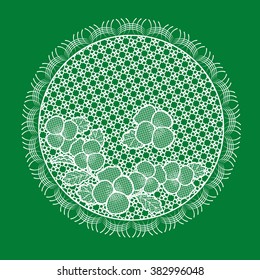 
Lacy doily with flowers . Vector illustration.
