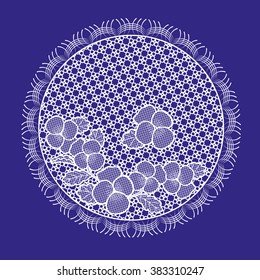 
Lacy doily with flowers . Vector illustration.
