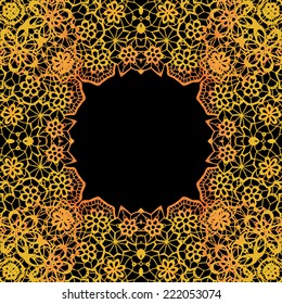 Lacy elegant frame. Invitation card. Vector illustration.