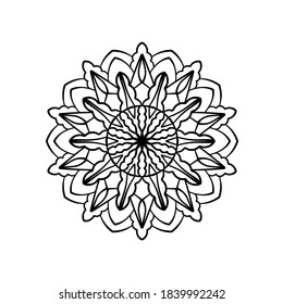 Lacy elegant pattern in circle. Mandala. Snowflake. Coloring book element.