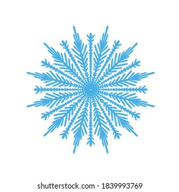 Lacy elegant pattern in circle. Ornate mandala. Blue snowflake